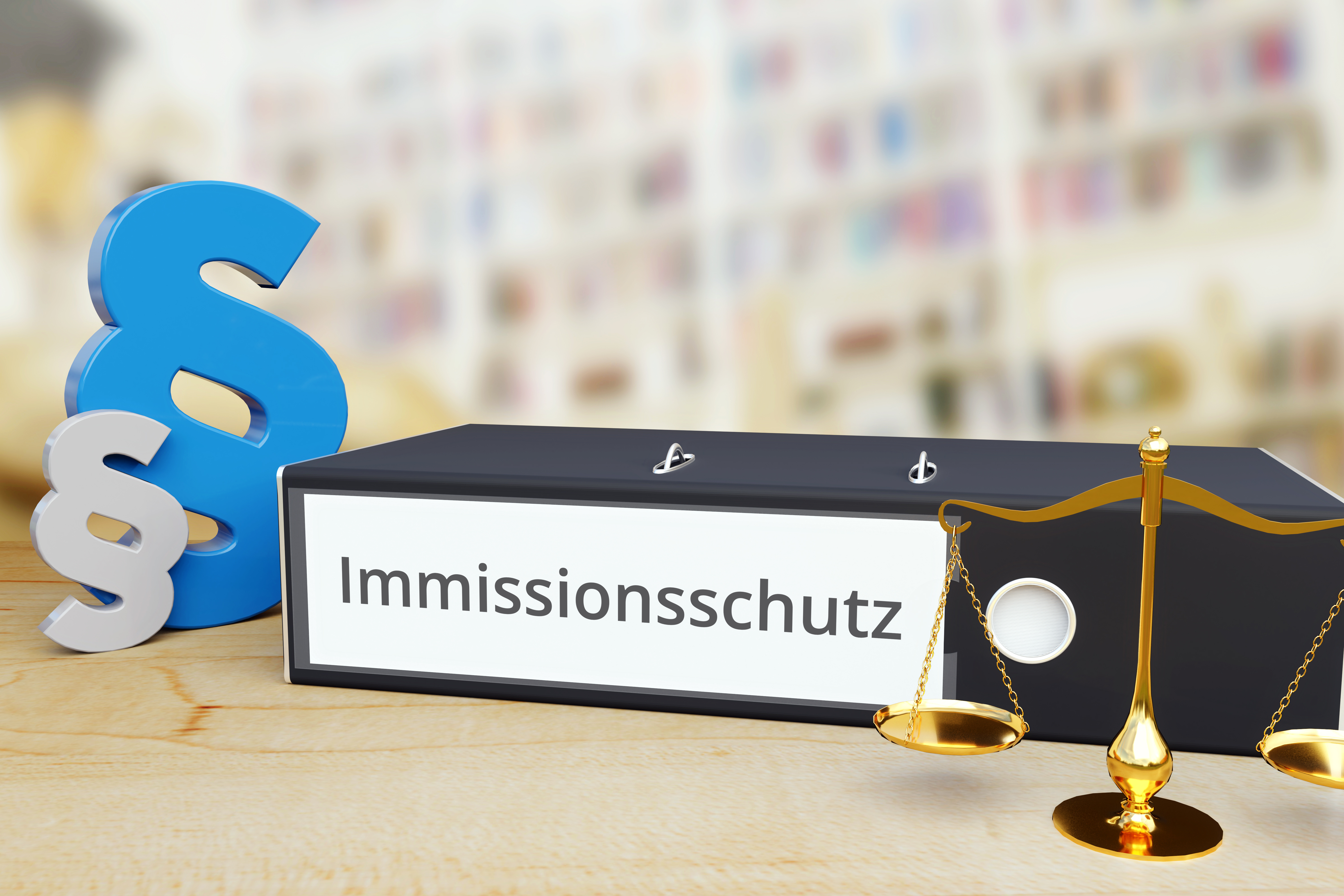 Immissionsschutz – Recht/Gesetz. Ordner auf Schreibtisch mit B