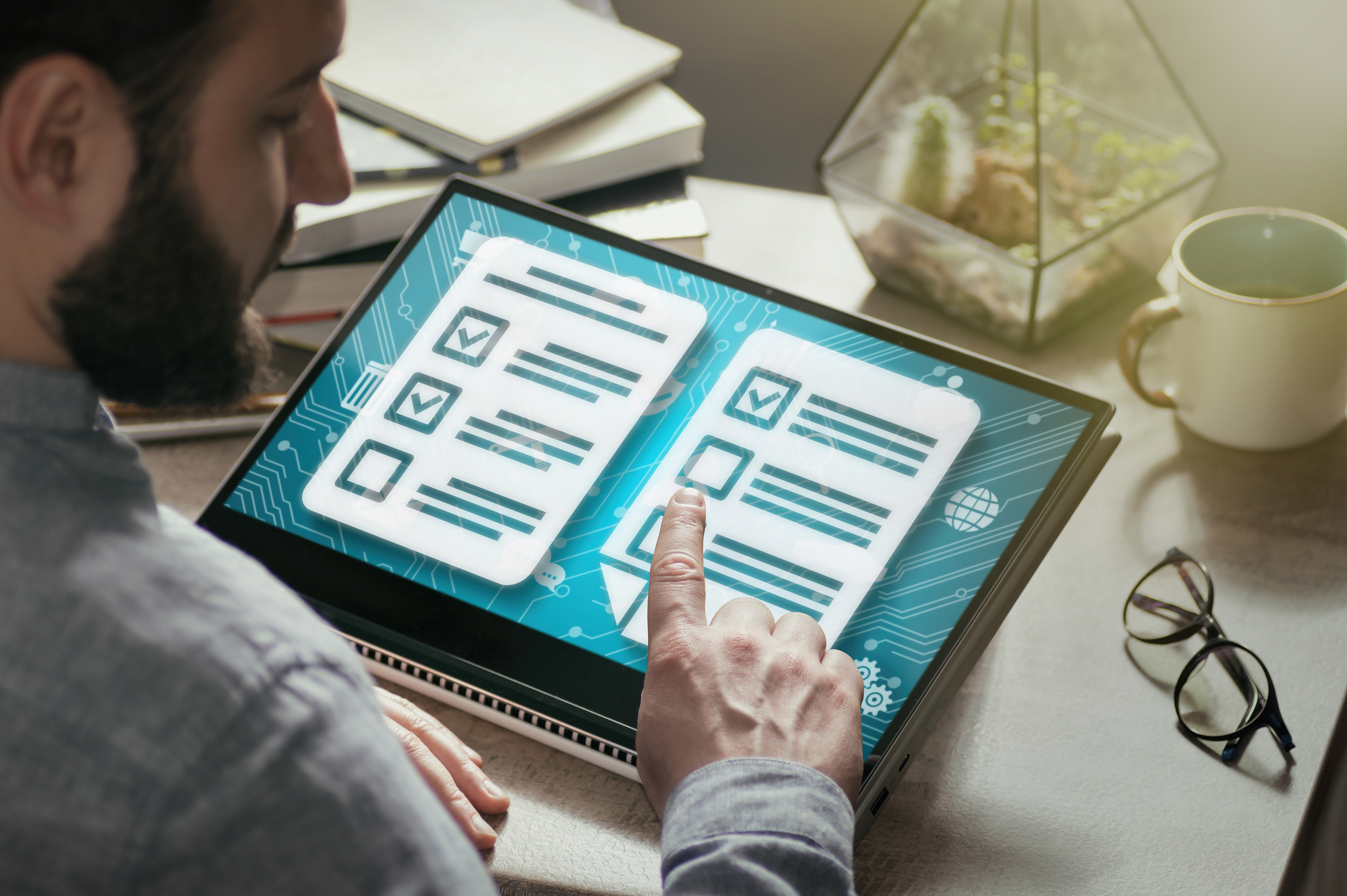 Concept of online testing, questionnaires, voting. Image Concept of online testing, questionnaires, voting. Image